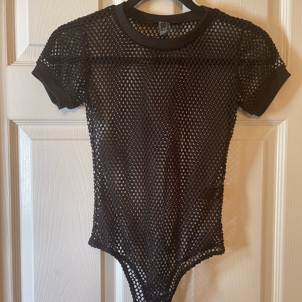 Black mesh bodysuit